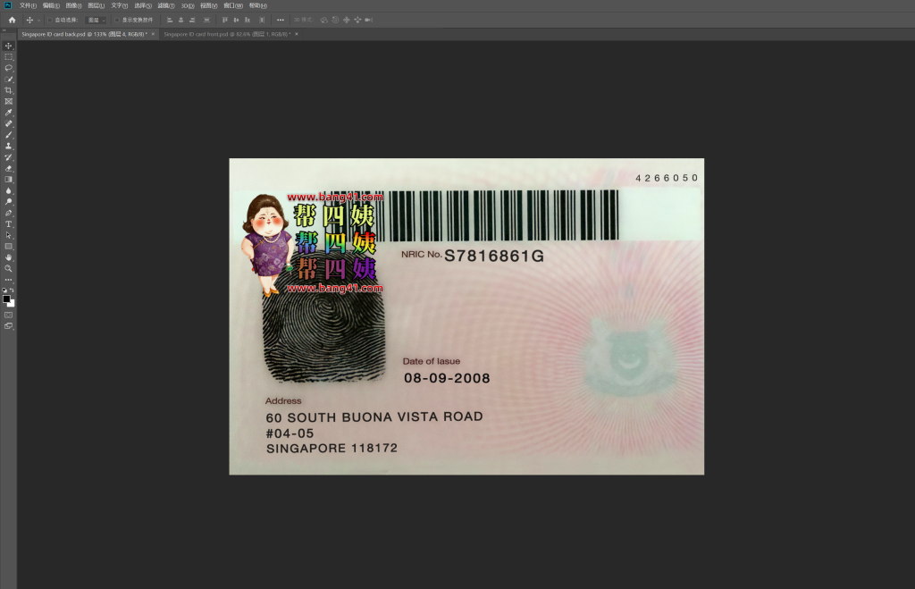 图片[2]-新加坡身份证高清打印模PSD|Singapore ID card HD printing template PSD